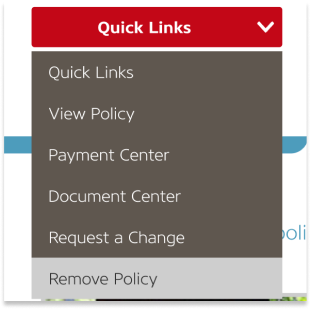 Link on website to remove policy